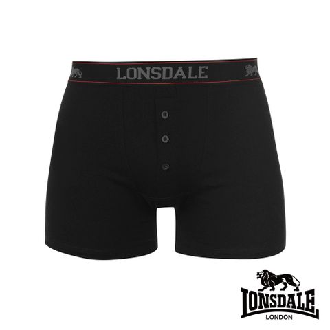 LONSDALE 英國小獅 -英倫紳士-鈕扣平口褲(2入)-黑色-LT422013