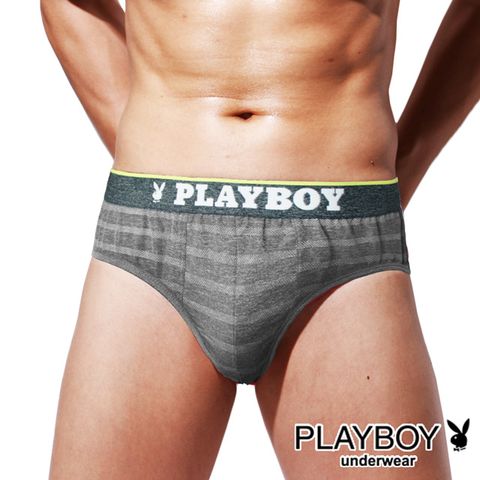 PLAYBOY 網路獨賣 韓系輕時尚條紋 三角褲(麻灰)