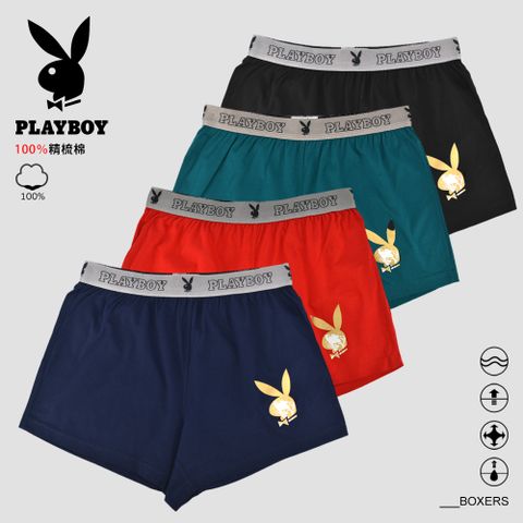 PLAYBOY 純棉透氣針織平口褲