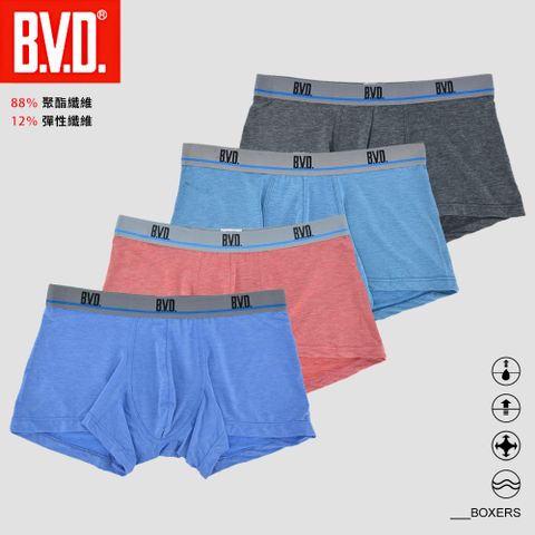 【BVD】親膚透氣彈力平口褲