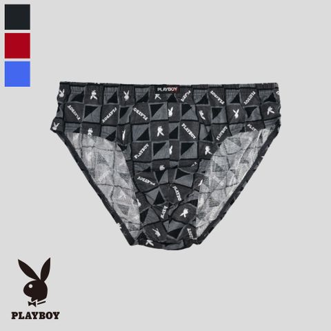 PLAYBOY 純棉印花新潮三角褲(顏色隨機出貨)