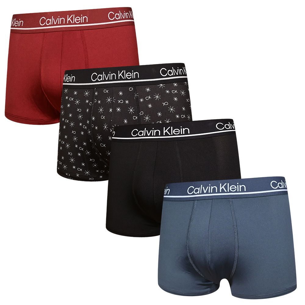 Calvin Klein Microfiber Stretch 四件組 絲質黑色速乾高彈力男性平口/四角褲/CK內褲(酒紅、黑、灰)