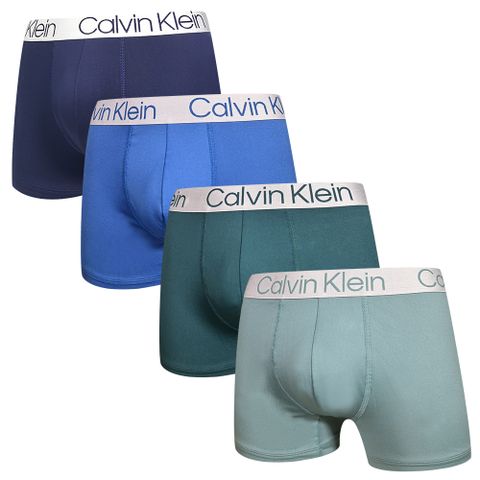 Calvin Klein Microfiber 四入組 柔滑輕盈合身男內褲 平口/四角褲 CK內褲(藍、綠色系)