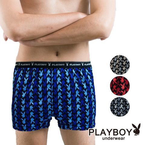 PLAYBOY 兔頭普普風絲光四角褲