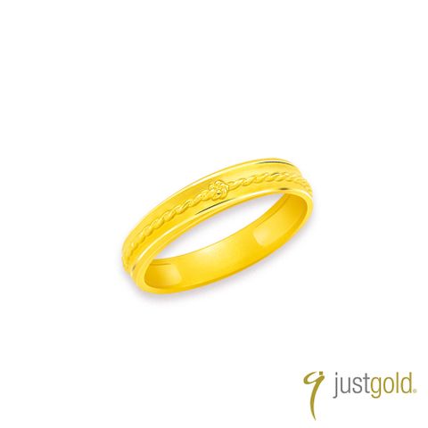 Just Gold 鎮金店 予愛.結緣 黃金對戒(寬版-男戒)