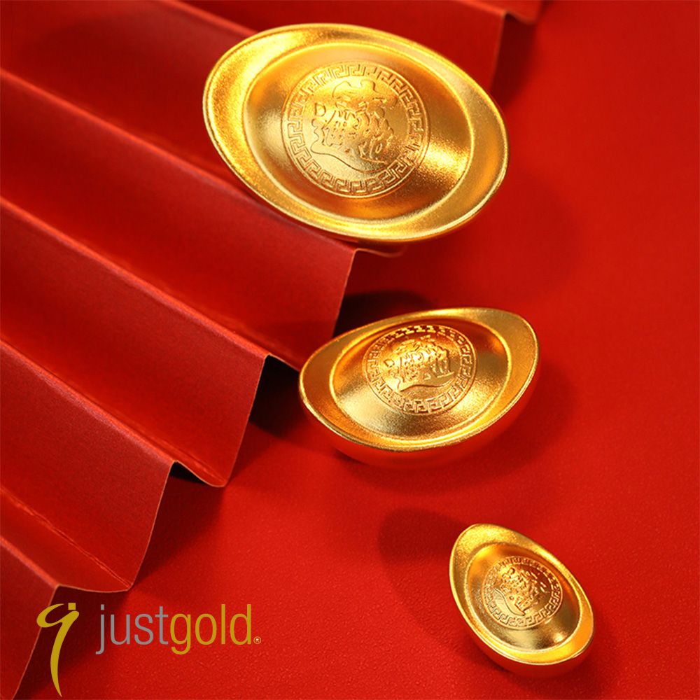  【Just Gold 鎮金店】古法金 財聚黃金元寶 10克(小1)