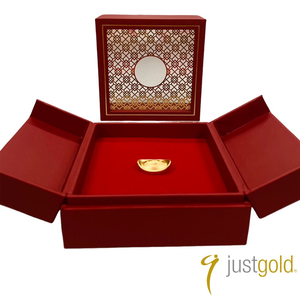  【Just Gold 鎮金店】古法金 財聚黃金元寶 10克(小1)