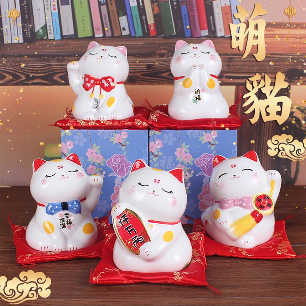  日式陶瓷小萌貓存錢筒 撲滿 桌上擺飾 日式擺件 招福貓 發財貓 招財貓