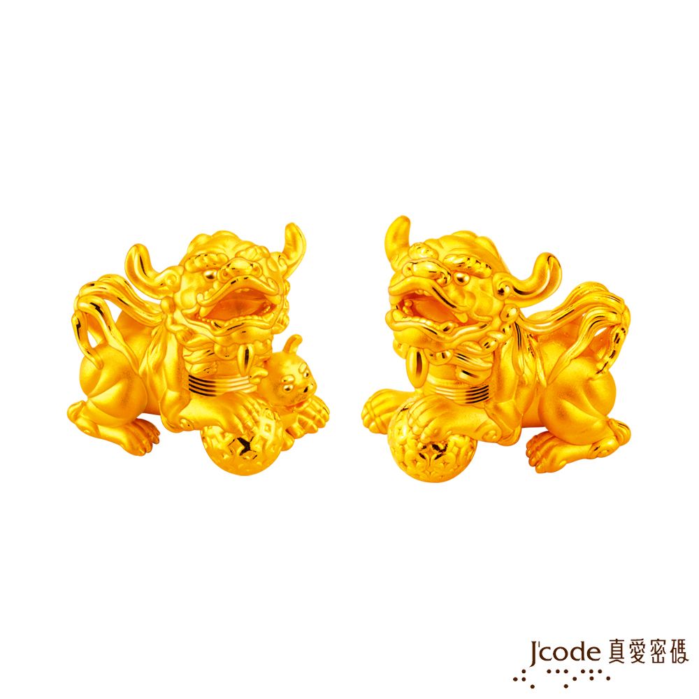 Jcode 真愛密碼 Jcode金飾 白沙屯 招財獅成對黃金擺件