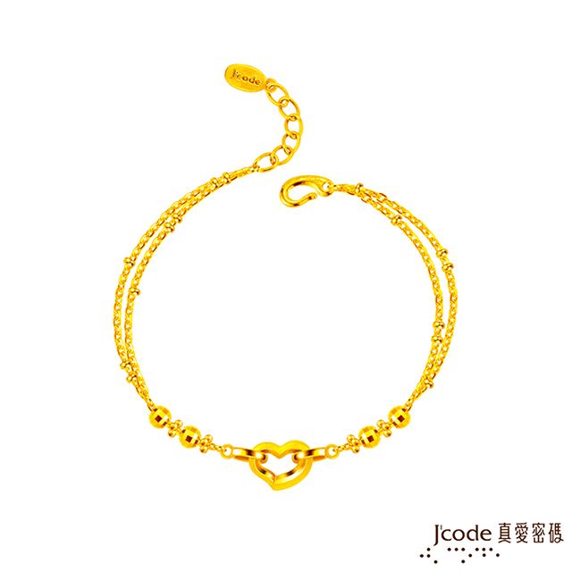 Jcode 真愛密碼 Jcode金飾 心光熠熠黃金手鍊-雙鍊款
