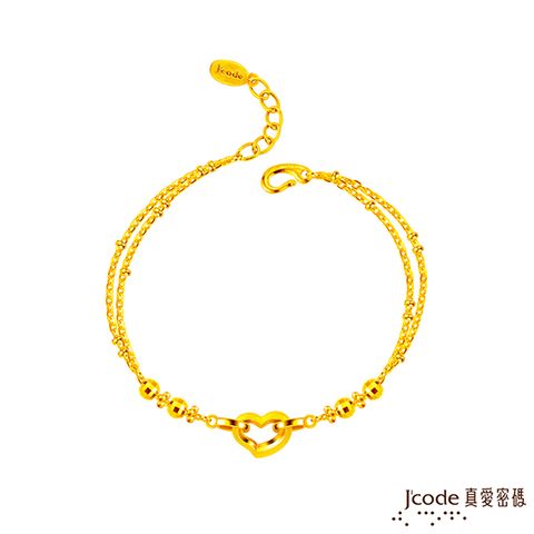 Jcode 真愛密碼 Jcode金飾 心光熠熠黃金手鍊-雙鍊款
