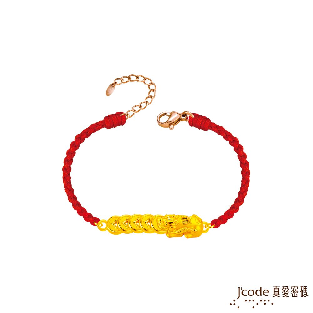 Jcode 真愛密碼 Jcode金飾 五錢招財貔貅硬金編織手鍊