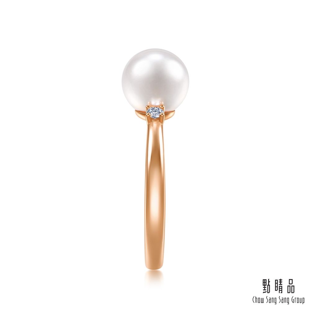 Chow Sang Sang Group 點睛品 La Pelle 日本Akoya珍珠 18K玫瑰金鑽石戒指