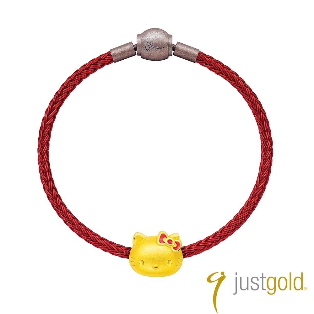 Just Gold 鎮金店 經典Hello Kitty純金串珠 (紅色蝴蝶結)