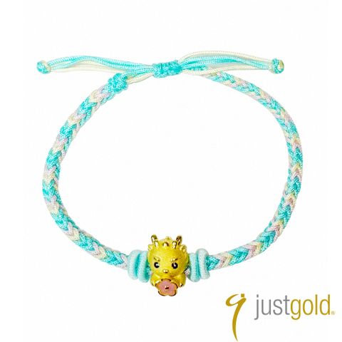 Just Gold 鎮金店 五彩龍花語 黃金手繩(藍)