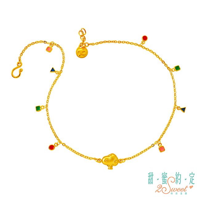 2sweet 甜蜜約定  普普風史奴比Snoopy黃金腳鍊