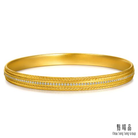 點睛品 金織如願 鑽石黃金手鐲