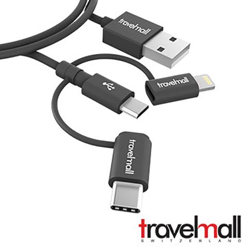 Travelmall 3in1 數據傳輸/快充線 -Lightning, Micro-USB &amp; USB-C 3IN1 cable 黑