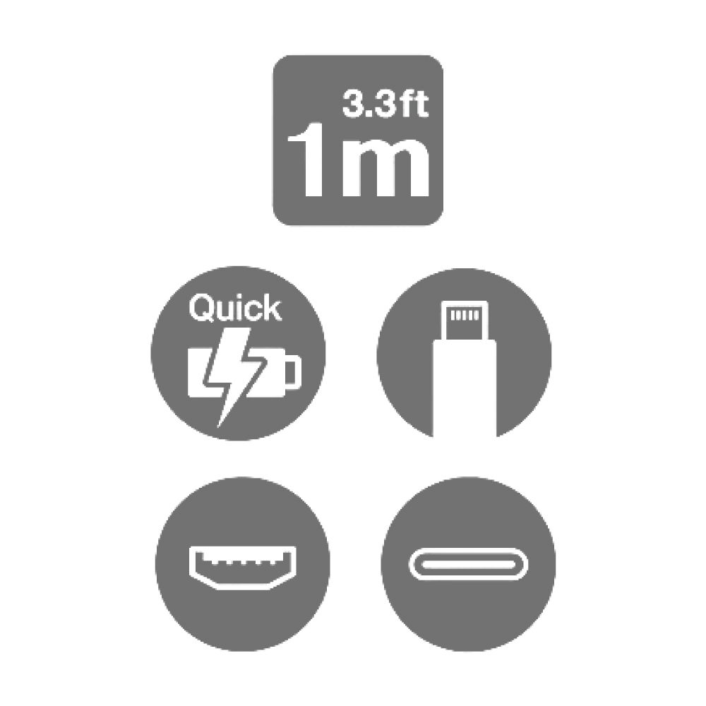 Travelmall  5in1 Type-C / USB-A 1M 數據/快充線-Lightning, Micro-USB & USB-C 5IN1 cable-黑