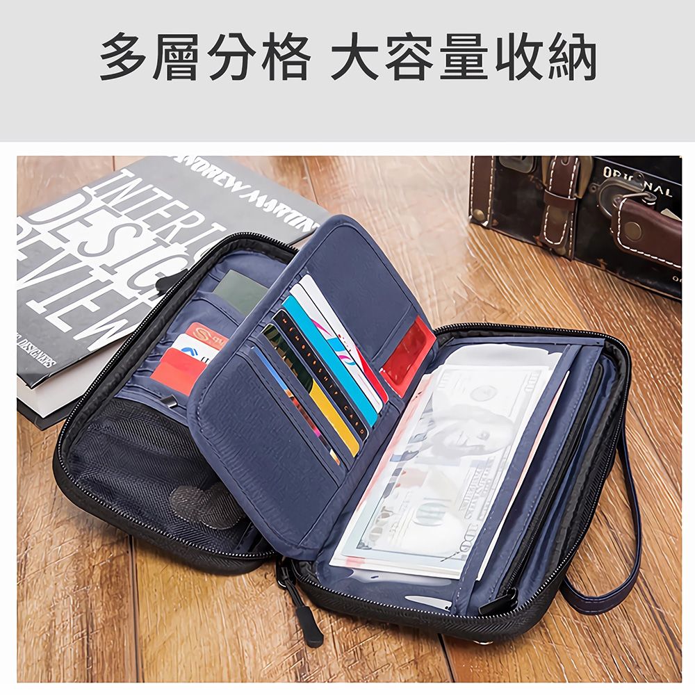  Touring RFID防盜旅行護照包 隨身手提掛脖防水斜背包 三層大容量 證件夾長夾 出國旅遊收納包