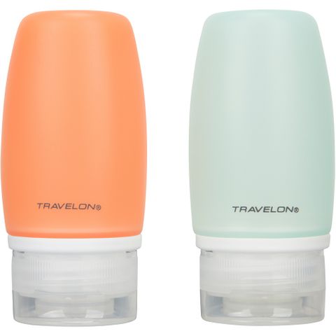 《TRAVELON》旅行分裝瓶(小橘藍2入) | 沐浴乳 洗髮精 乳液瓶 保養品空瓶