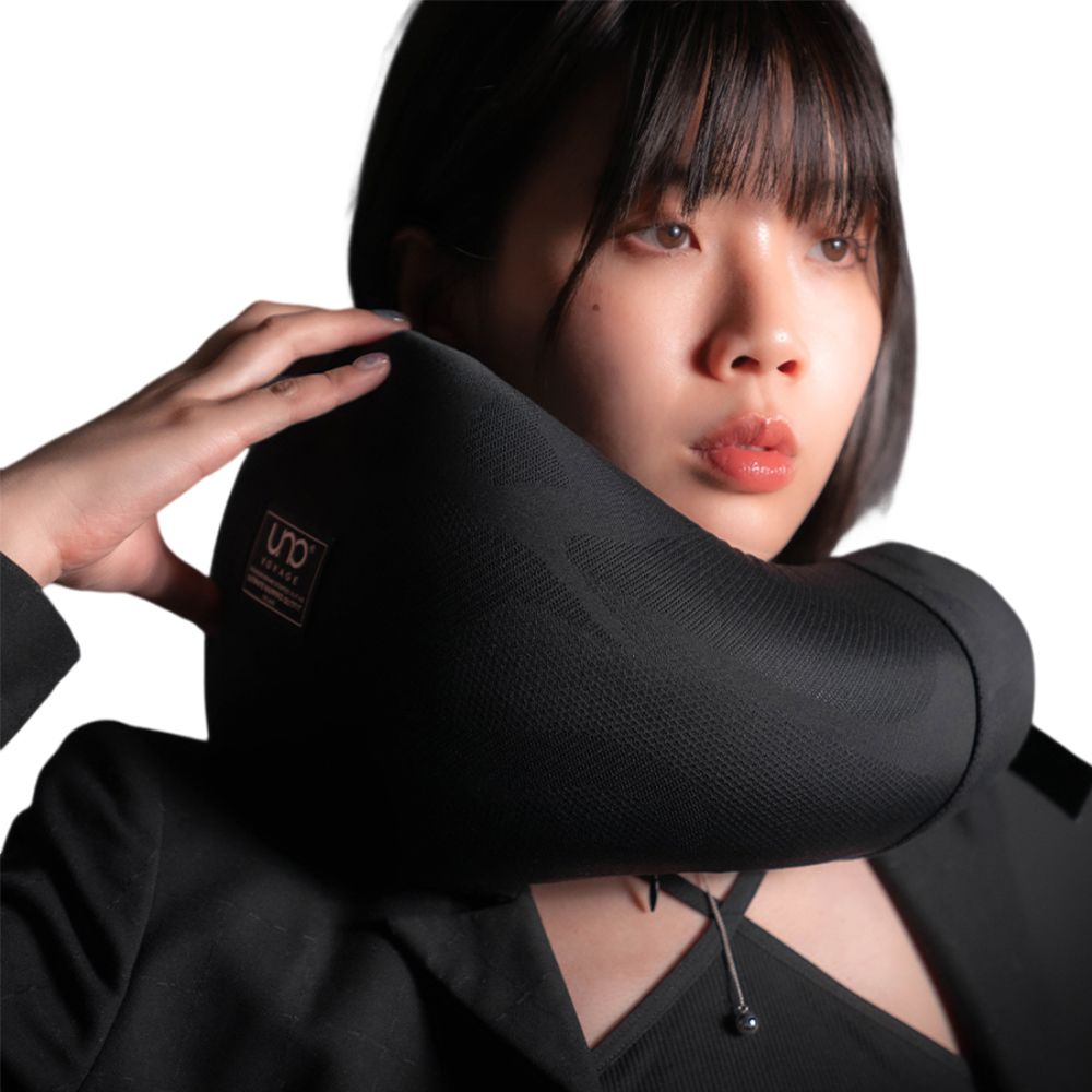 UNCLESIGN 尢口設計 【UNO VOYAGE】UNO KNIT 織麻旅行頸枕 高譚黑(旅行頸枕 午睡枕 U型枕 unovoyage)