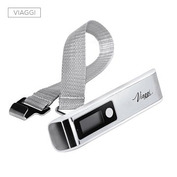 VIAGGI鏡面不鏽鋼電子行李秤(白色)