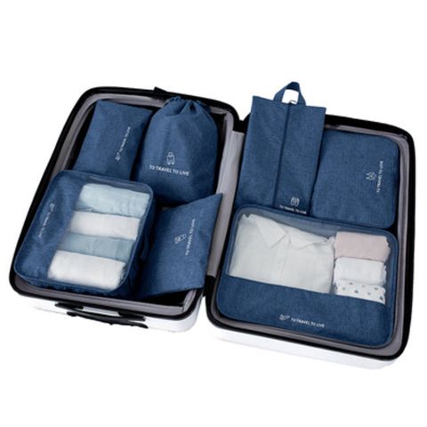 衣物收納袋七件組  防水化妝包 旅行袋鞋袋 行李箱分類 旅遊收納包