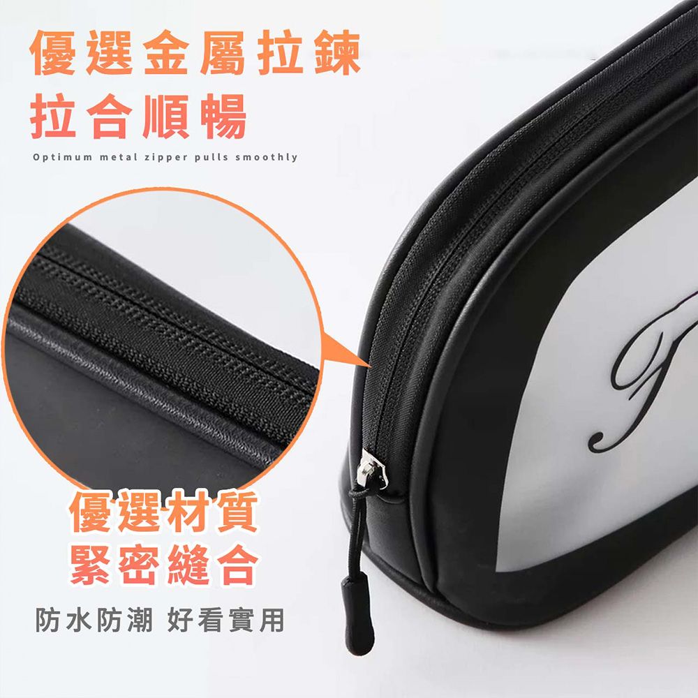  【米特嚴選】化妝包 洗漱包 旅行化妝包 網格分割 PU防水 磨砂透明 兩種尺寸可選