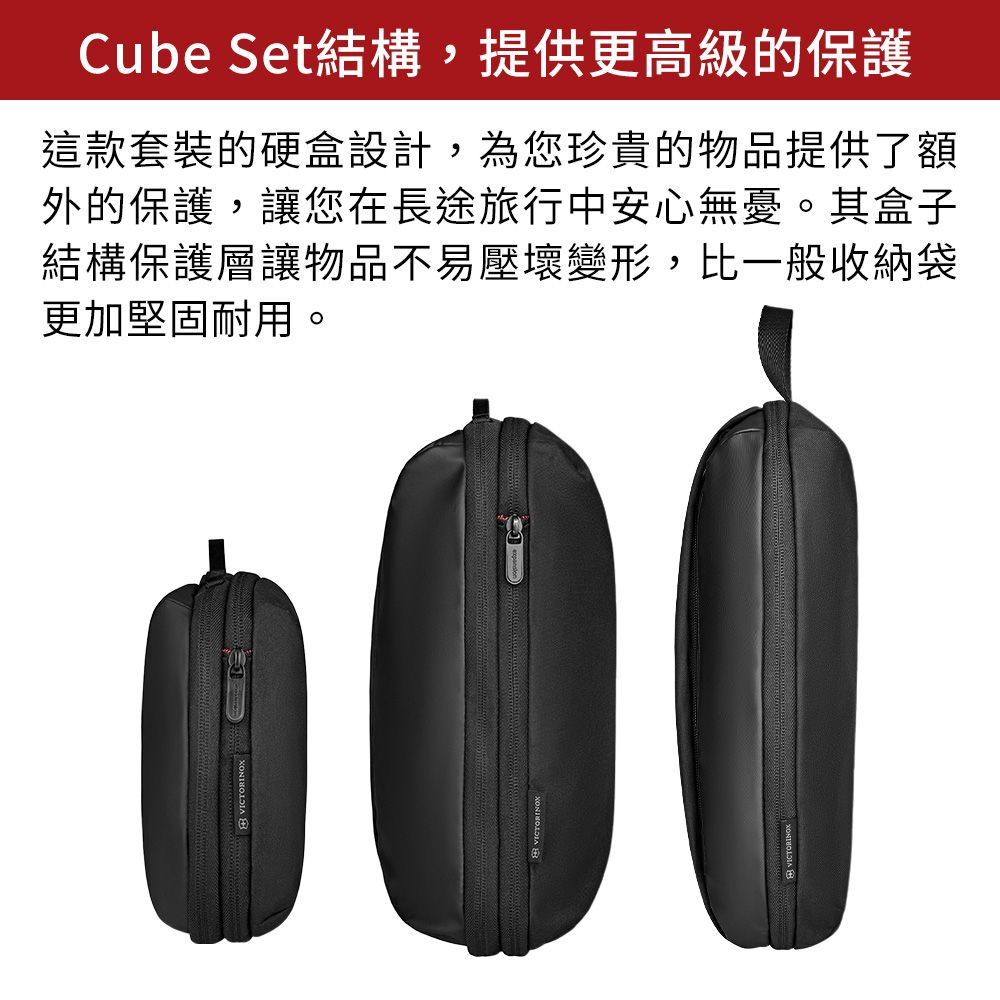 VICTORINOX 瑞士維氏 Travel Essentials 旅行收納Cube Set- 黑(653360)