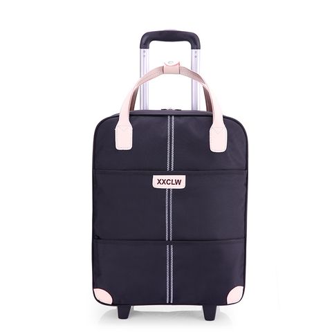 【BeOK】20吋行李袋 旅行手提包 伸縮拉桿行李箱 布製登機箱 黑色