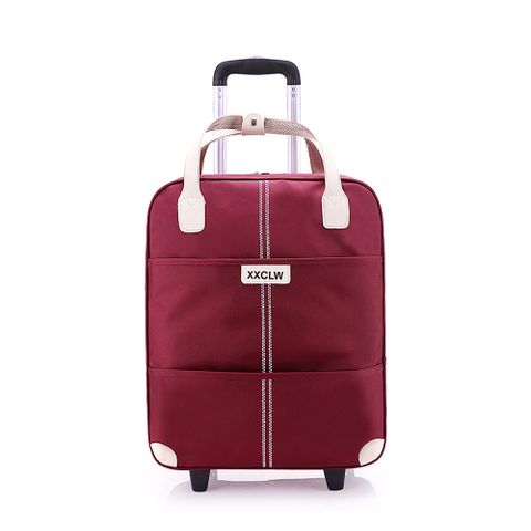 【BeOK】20吋行李袋 旅行手提包 伸縮拉桿行李箱 布製登機箱 酒紅
