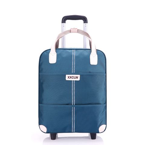 【BeOK】20吋行李袋 旅行手提包 伸縮拉桿行李箱 布製登機箱 湖水藍