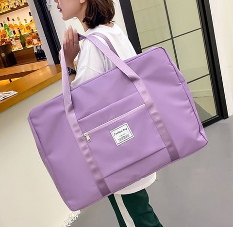 [ BeOK ] 大容量折疊旅行手提包 旅遊收納包 可放行李箱拉桿 紫色