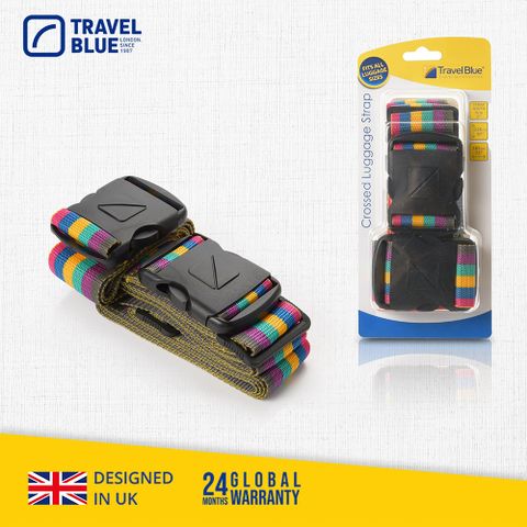 【 Travel Blue 】 Crossed Luggage Strap 十字型行李束帶 彩虹