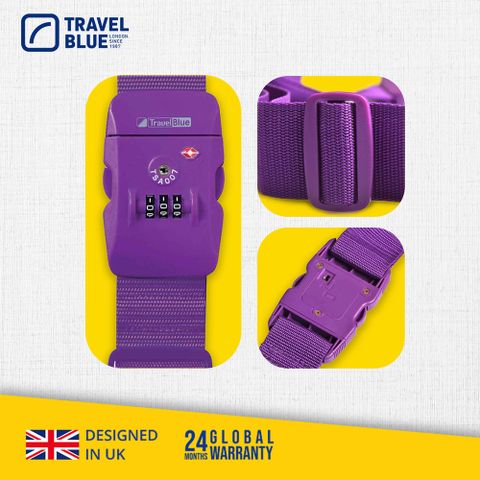 【 Travel Blue 】 TSA美國海關密碼鎖 行李束帶 紫色