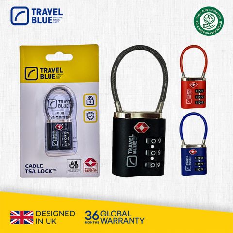 【Travel Blue 藍旅 】TSA美國海關 豪華鋼線密碼鎖 旅行配件 海關鎖 三色任選(全球保固24個月)