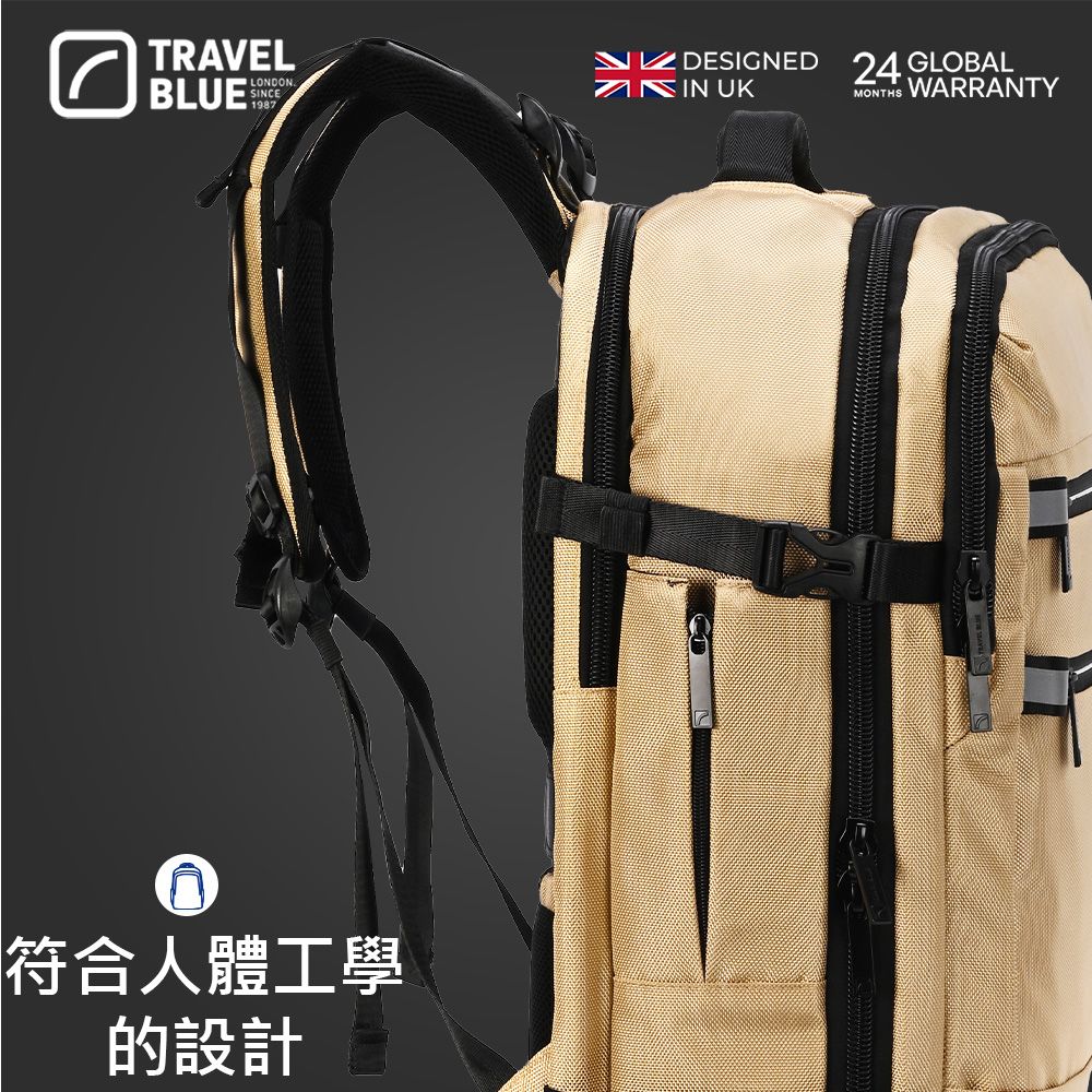 TRAVELBLUELODON.SINCE符合人體工學的設計N DESIGNED 24 GLOBALIN UKMONTHSWARRANTY
