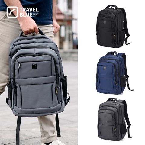 【Travel Blue 藍旅】時尚漫遊款背包-黑/海軍藍/灰 防水電腦包/雙肩包/商務背包/旅行背包 TB3130