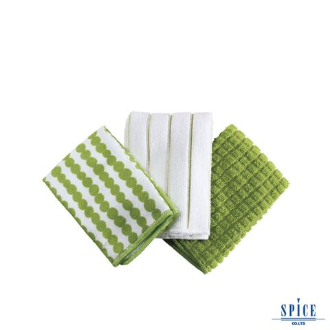 【日本】SPICE OF LIFE Vari 細纖維靜電除塵抹布 3條組- 綠色圓點