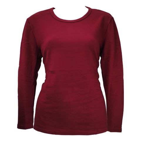 女德絨圓領厚保暖衣-K210-紫紅色