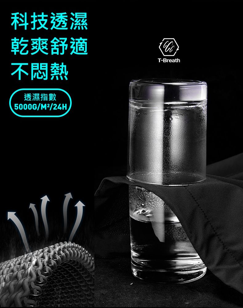 科技透濕乾爽舒適不悶熱透濕指數5000G//24HT-Breath