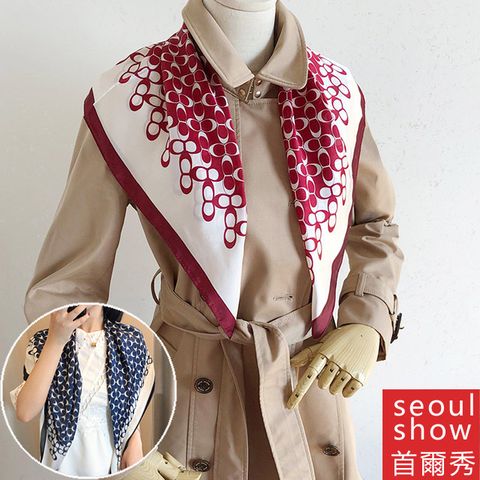 seoul show首爾秀 時尚8字方巾仿蠶絲頭巾領巾雪紡圍巾仿真絲絲巾