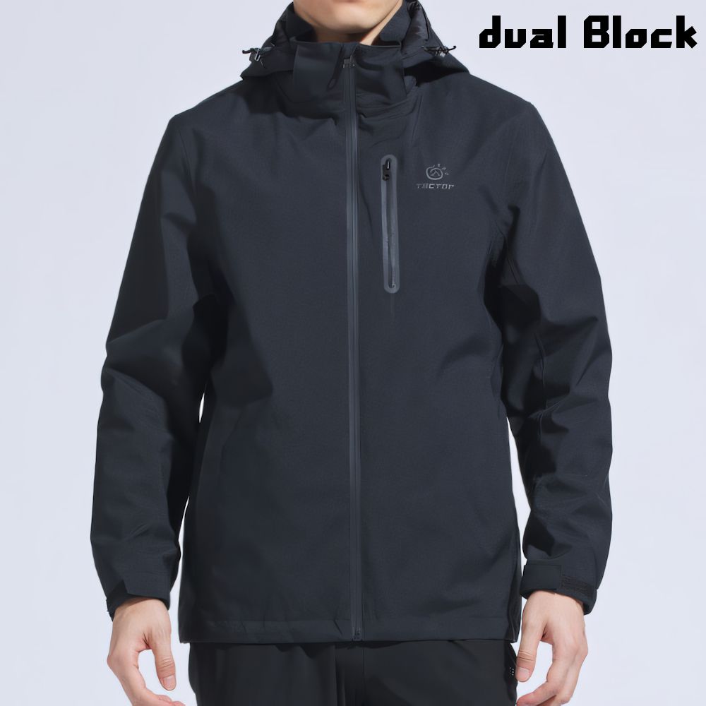Tectop 探拓戶外 【ABB610049】男款防水防風連帽外套【黑色】dual Block防風阻雨雙擋機能雨季必備