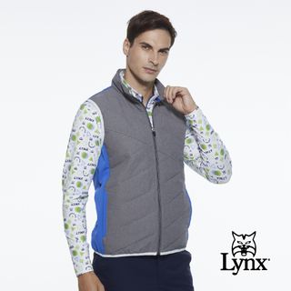 【Lynx Golf】男款防潑水防風保暖科技羽絨異材質剪裁無袖背心(二色)