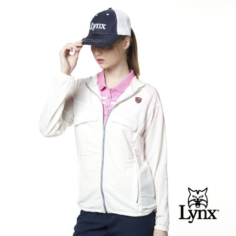 Lynx Golf 女款彈性舒適涼爽透氣交叉壓條袋蓋連帽長袖外套(二色)