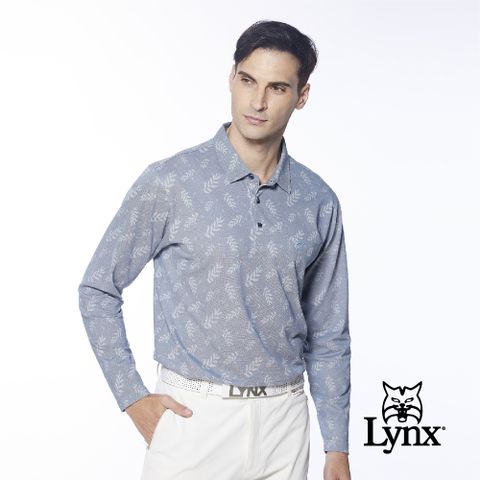 Lynx Golf 男款吸排抗UV樹葉幸運草圖樣胸袋款長袖POLO衫/高爾夫球衫(二色)