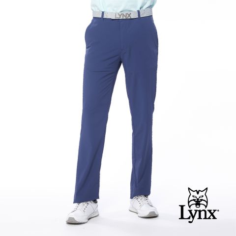 Lynx Golf 男款吸濕排汗易溶紗材質後口袋袋蓋設計平口休閒長褲(二色)