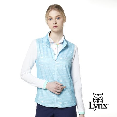 Lynx Golf 女款輕潑水後背透氣設計文字印花無袖背心(二色)