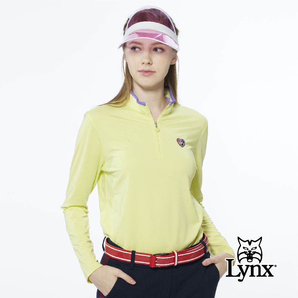 Lynx Golf 女款遠紅外線保暖內刷毛彩色植絨LOGO長袖立領POLO衫(二色)